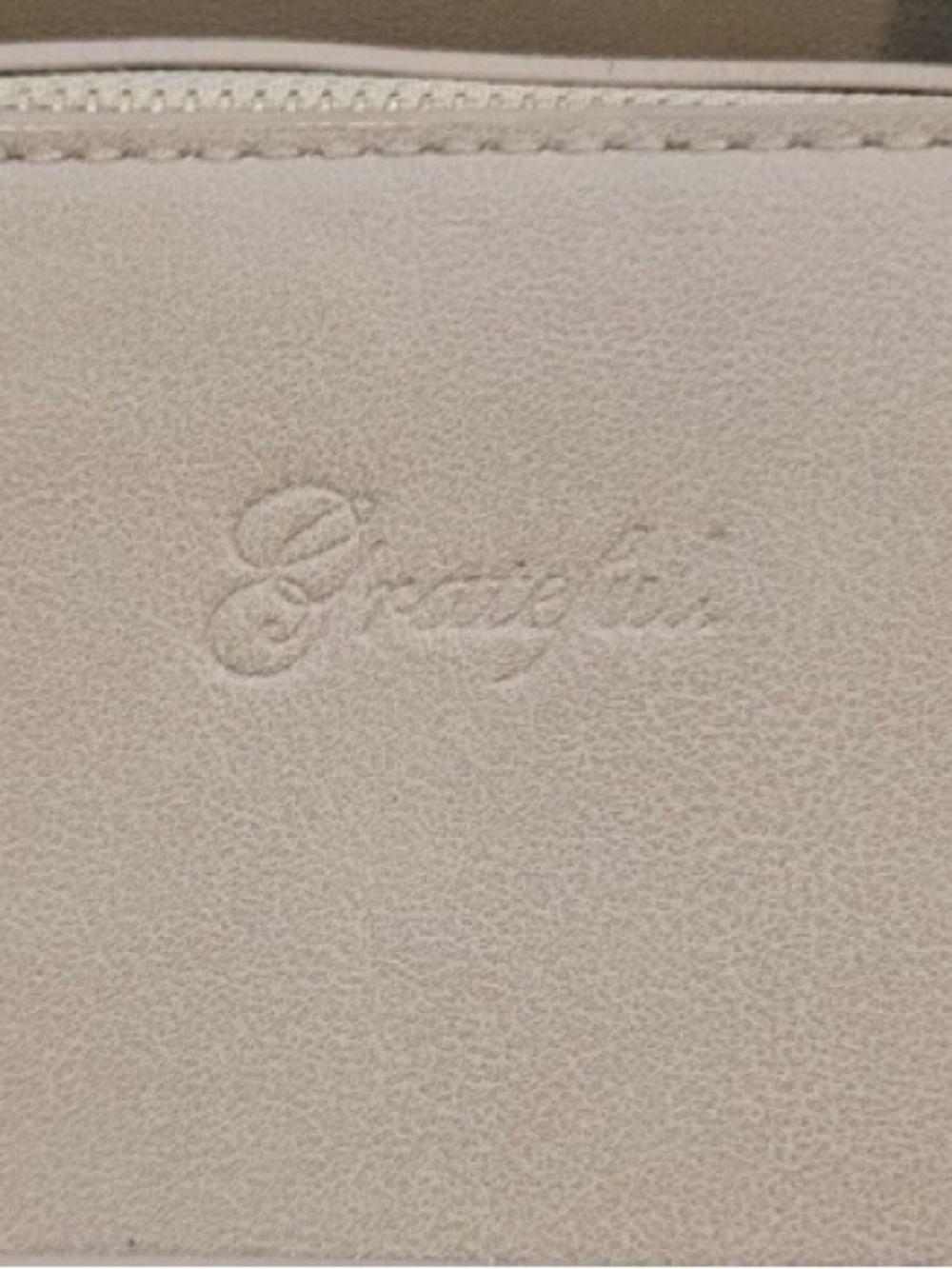 Grateful Taupe Tote Bag Faux Leather Front Zip Pocket Large - Picture 4 of 16